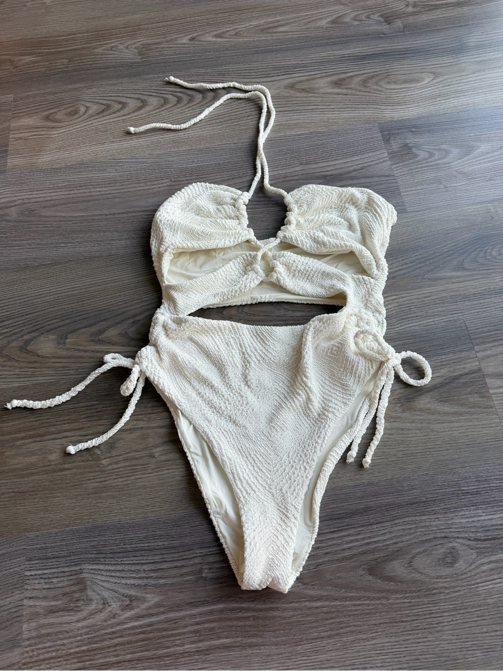 DEVON WINDSOR Cream Textured One-Piece Swimsuit